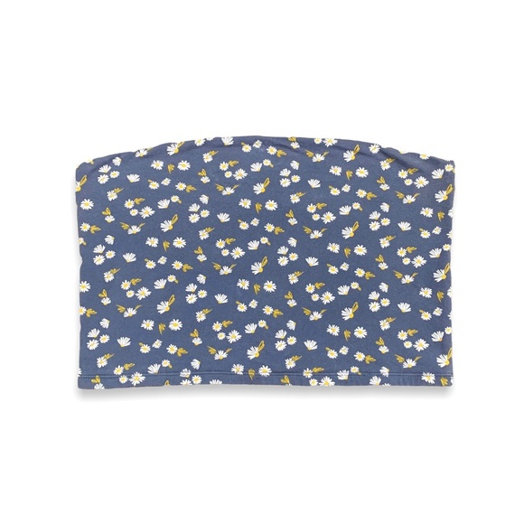 Wild Fable Floral Blue Daisy Tube Top Strapless Cropped Flower Print Size XL - Picture 5 of 12